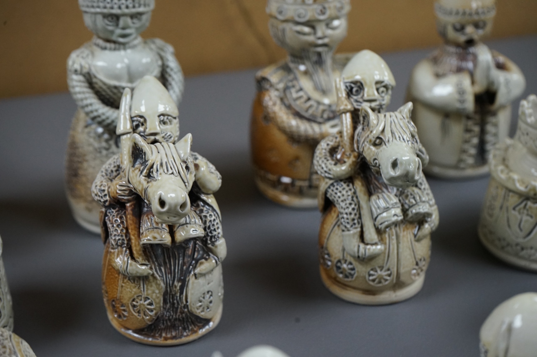 Guy Sydenham (1916-2005), set of 16 white side chess pieces, tallest 11.5cm